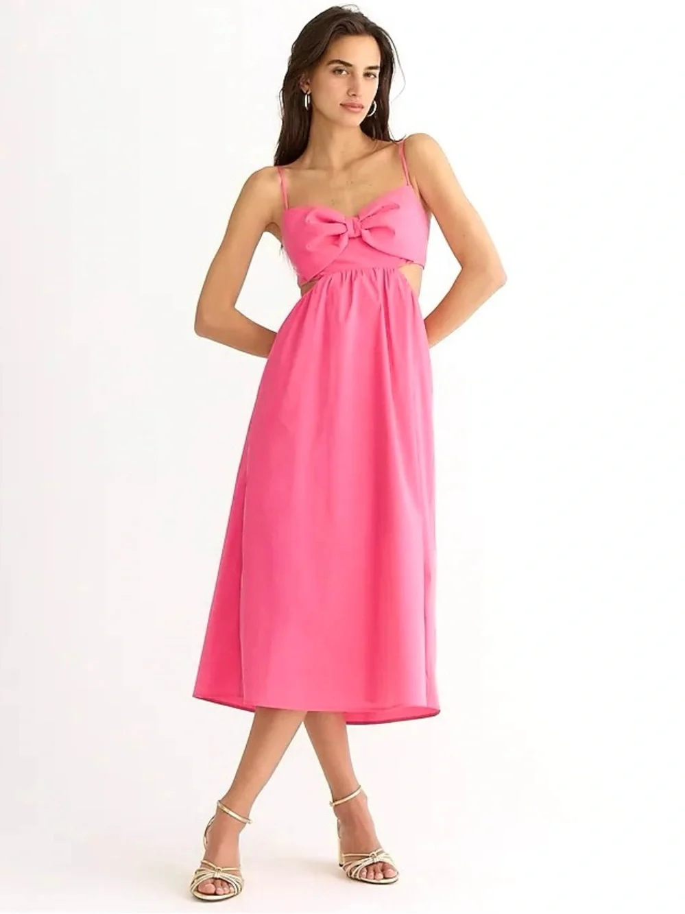 J CREW COLLECTION Bow Bodice Cutout Smocked Back Coquette Princesscore Dress 14